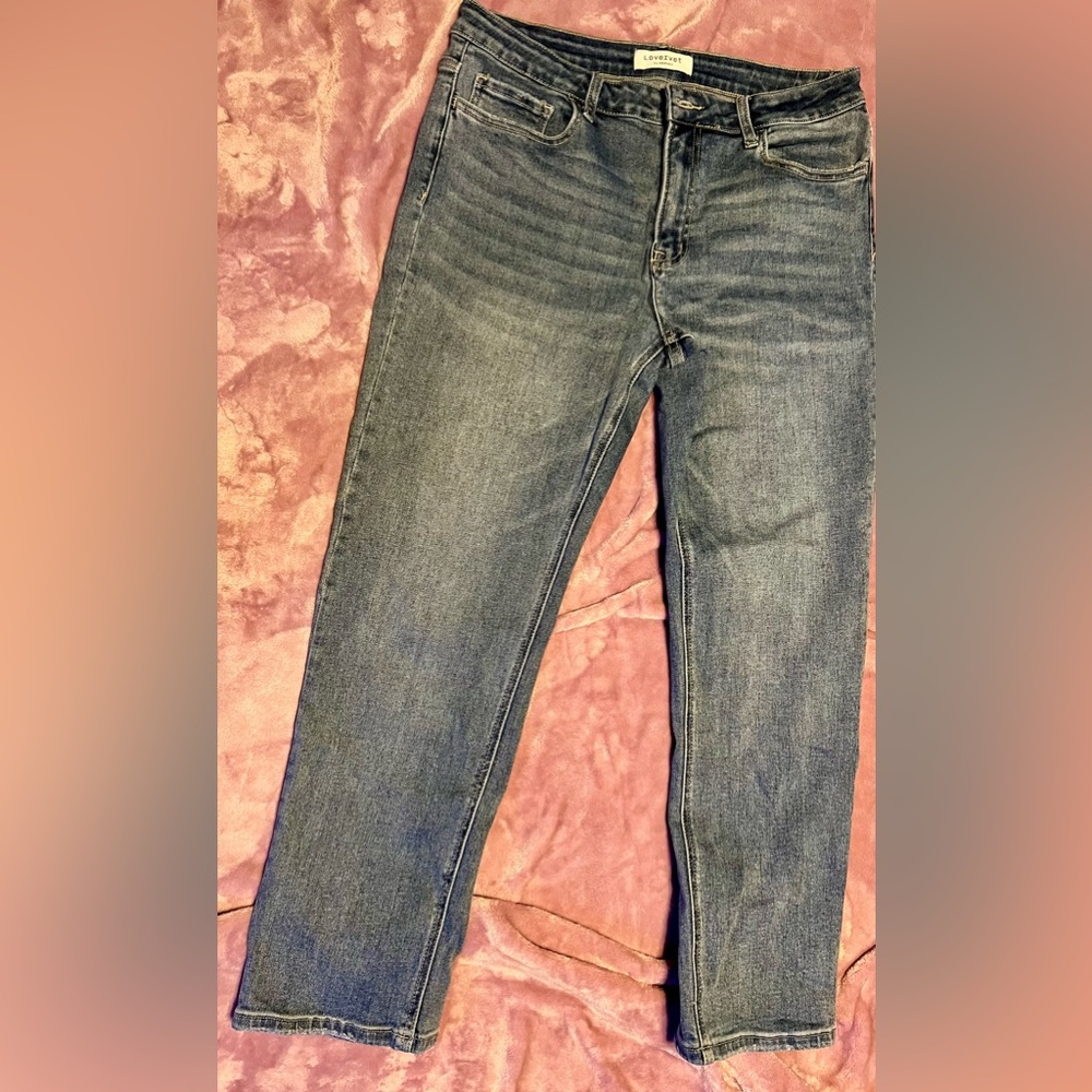 LOVERVET BY VERVET MEDIUM BLUE MID-RISE SLIM ANKLE STRAIGHT JEANS SIZE 15 (32)